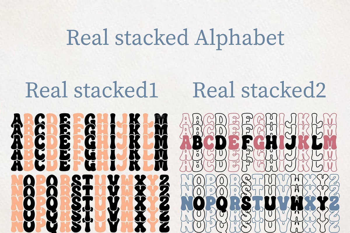 Spilt Stacked Bundle:11款创意堆叠效果装饰字体